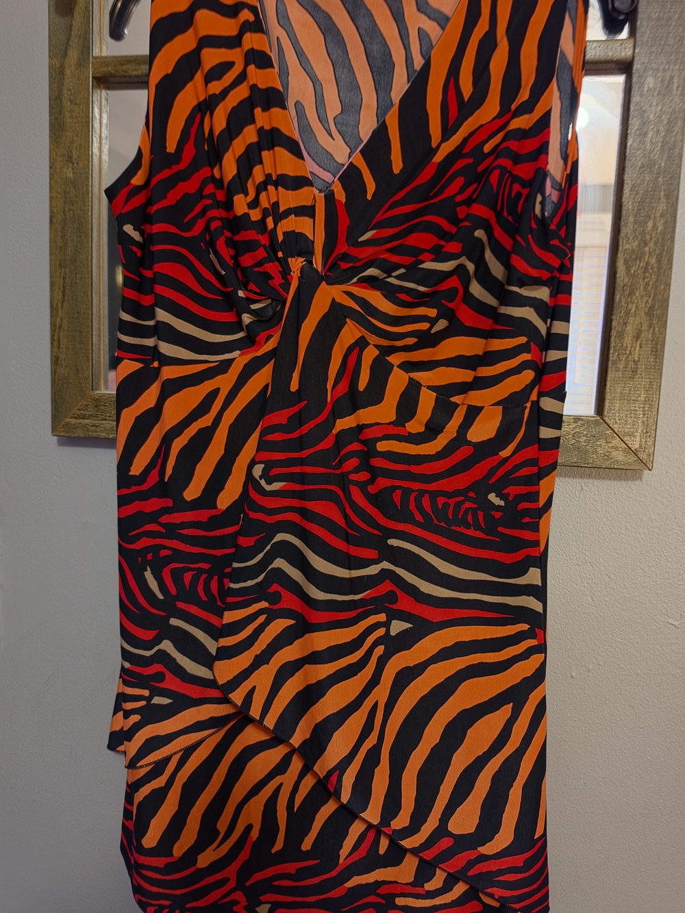 Studio Orange, Red & Black Zebra-Print Twist Camisole